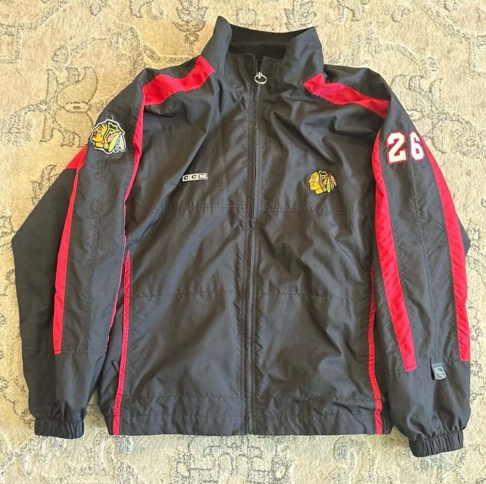 Reebok CCM Center Ice Chicago Blackhawks Full Zip Coaches Style Jacket Men's XL